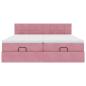 Preview: Ottoman-Bett mit Matratzen & LEDs Rosa 160x200 cm Samt