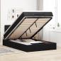 Preview: ARDEBO.de - Ottomane Bett mit Matratze & LEDs Schwarz 120x190 cm Samt