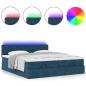 Preview: Ottoman-Bett mit Matratzen & LEDs Dunkelblau 160x200 cm Samt