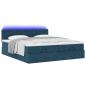 Preview: Ottoman-Bett mit Matratzen & LEDs Dunkelblau 160x200 cm Samt
