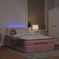 Preview: Ottomane Bett mit Matratze & LEDs Rosa 120x190 cm Samt