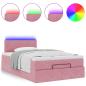 Preview: Ottomane Bett mit Matratze & LEDs Rosa 120x190 cm Samt
