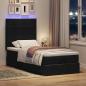 Preview: Ottoman-Bett mit Matratze & LEDs Schwarz 90x190 cm Stoff
