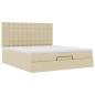 Preview: Ottoman-Bett mit Matratze & LEDs Creme 180x200 cm Stoff