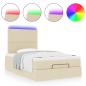 Preview: Ottoman-Bett mit Matratze & LEDs Creme 120x190 cm Stoff