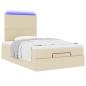 Preview: Ottoman-Bett mit Matratze & LEDs Creme 120x190 cm Stoff