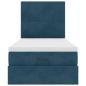 Preview: Ottoman-Bett mit Matratzen Dunkelblau 90x190 cm Samt
