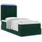 Preview: Ottoman-Bett mit Matratzen & LEDs Dunkelgrün 90x190 cm Samt
