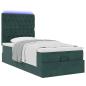 Preview: Ottoman-Bett mit Matratzen & LEDs Dunkelgrün 90x190 cm Samt