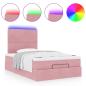 Preview: Ottoman-Bett mit Matratzen & LEDs Rosa 120x190 cm Samt