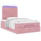Preview: Ottoman-Bett mit Matratzen & LEDs Rosa 120x190 cm Samt