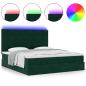 Preview: Ottoman-Bett mit Matratzen & LEDs Dunkelgrün 160x200 cm Samt