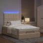 Preview: Ottoman-Bett mit Matratze & LEDs Creme 120x190 cm Stoff