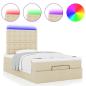 Preview: Ottoman-Bett mit Matratze & LEDs Creme 120x190 cm Stoff