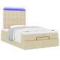 Preview: Ottoman-Bett mit Matratze & LEDs Creme 120x190 cm Stoff