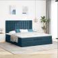 Preview: Ottoman-Bett mit Matratzen Dunkelblau 200x200 cm Samt