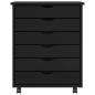Preview: Rollschrank mit Schubladen MOSS Schwarz Massivholz Kiefer