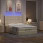 Preview: Ottoman-Bett mit Matratze & LEDs Creme 140x190 cm Stoff