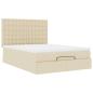 Preview: Ottoman-Bett mit Matratze & LEDs Creme 140x190 cm Stoff