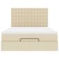 Preview: Ottoman-Bett mit Matratze & LEDs Creme 140x190 cm Stoff
