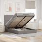 Preview: ARDEBO.de - Ottoman-Bett mit Matratze & LEDs Taupe 140x190 cm Stoff