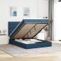 Preview: ARDEBO.de - Ottoman-Bett mit Matratze & LEDs Blau 140x190 cm Stoff