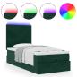 Preview: Ottoman-Bett mit Matratzen & LEDs Dunkelgrün 80x200 cm Samt