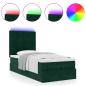 Preview: Ottoman-Bett mit Matratzen & LEDs Dunkelgrün 80x200 cm Samt