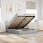 Preview: ARDEBO.de - Ottoman-Bett mit Matratze & LEDs Hellgrau 140x190 cm Samt