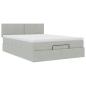 Preview: Ottoman-Bett mit Matratze & LEDs Hellgrau 140x190 cm Samt