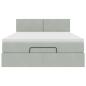 Preview: Ottoman-Bett mit Matratze & LEDs Hellgrau 140x190 cm Samt
