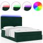 Preview: Ottoman-Bett mit Matratzen & LEDs Dunkelgrün 140x190 cm Samt