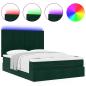 Preview: Ottoman-Bett mit Matratzen & LEDs Dunkelgrün 140x190 cm Samt