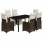 Preview: 7-tlg. Garten-Bistro-Set mit Kissen Braun Poly Rattan