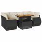 Preview: 7-tlg. Garten-Sofagarnitur mit Kissen Schwarz Poly Rattan