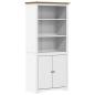 Preview: B?cherregal BODO Wei? und Braun 82x40x173 cm Massivholz Kiefer