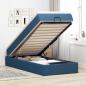Preview: ARDEBO.de - Ottoman-Bett mit Matratze Blau 80x200 cm Stoff
