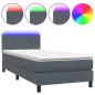 Preview: Boxspringbett mit Matratze & LED Dunkelgrau 80x220 cm Samt