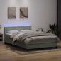 Preview: ARDEBO.de - Boxspringbett mit Matratze & LED Hellgrau 160x210 cm Samt