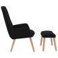 Preview: Relaxsessel mit Hocker Schwarz Stoff