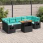 Preview: ARDEBO.de - 8-tlg. Garten-Sofagarnitur mit Kissen Schwarz Poly Rattan