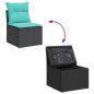 Preview: 7-tlg. Garten-Sofagarnitur mit Kissen Schwarz Poly Rattan