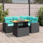Preview: ARDEBO.de - 5-tlg. Garten-Sofagarnitur mit Kissen Schwarz Poly Rattan