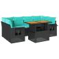 Preview: 7-tlg. Garten-Sofagarnitur mit Kissen Schwarz Poly Rattan