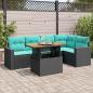 Preview: ARDEBO.de - 6-tlg. Garten-Sofagarnitur mit Kissen Schwarz Poly Rattan