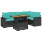Preview: 6-tlg. Garten-Sofagarnitur mit Kissen Schwarz Poly Rattan