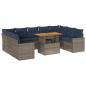 Preview: 10-tlg. Garten-Sofagarnitur mit Kissen Grau Poly Rattan