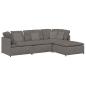 Preview: Modulares Sofa mit Fußhocker Kissen Cordstoff Hellgrau