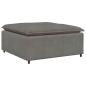 Preview: Modulares Sofa mit Fußhocker Kissen Cordstoff Hellgrau