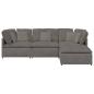 Preview: Modulares Sofa mit Fußhocker Kissen Cordstoff Hellgrau